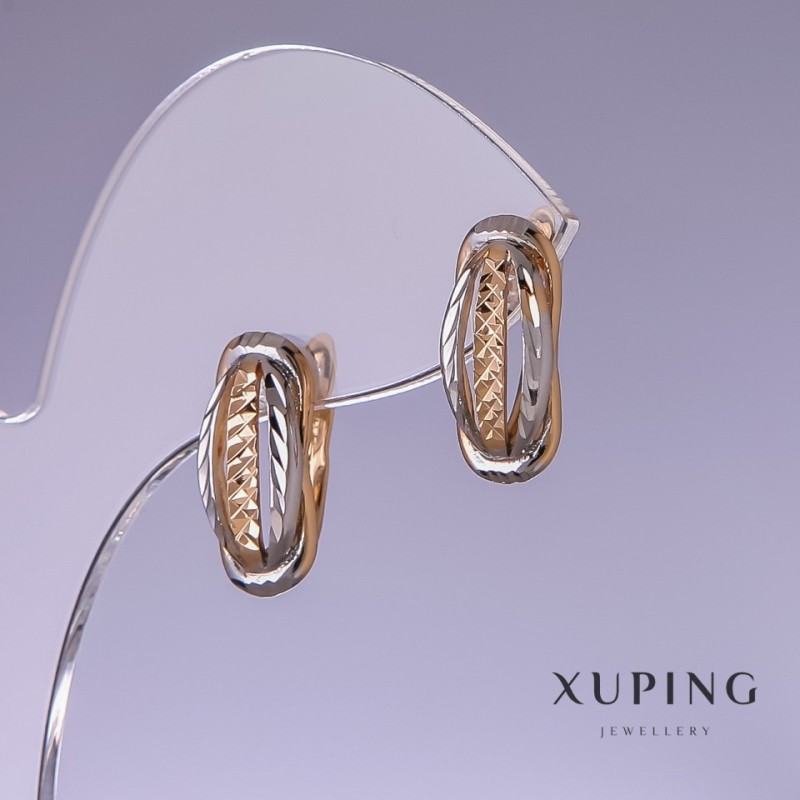 Xuping Earrings 17x7mm "18K Gold Plated, Rhodium"