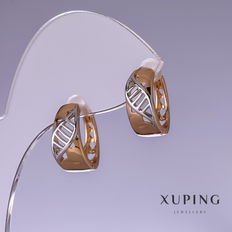 Xuping Earrings 16x7mm "18K Gold Plated, Rhodium"