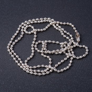 Price per Pack/10pcs. Tag Chain Costume Jewelry Silver-tone Metal, Length 50cm, Diameter 2.5mm