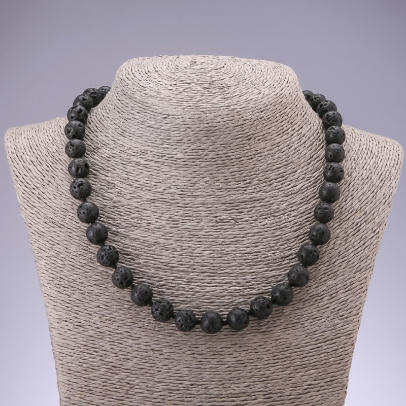 Lava Bead Necklace, diameter 8mm, length 48cm
