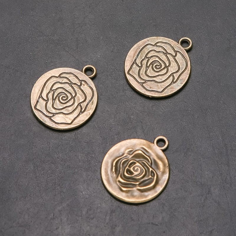 Pendant Finding Rose, d2mm L6mm in-d, 4mm, pack of 6 pcs (+/-)