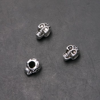 Finding Pandora Skull Bead, outer diameter 8mm, inner diameter 4.5mm, length 12mm pack 20g 9pcs (+/-)