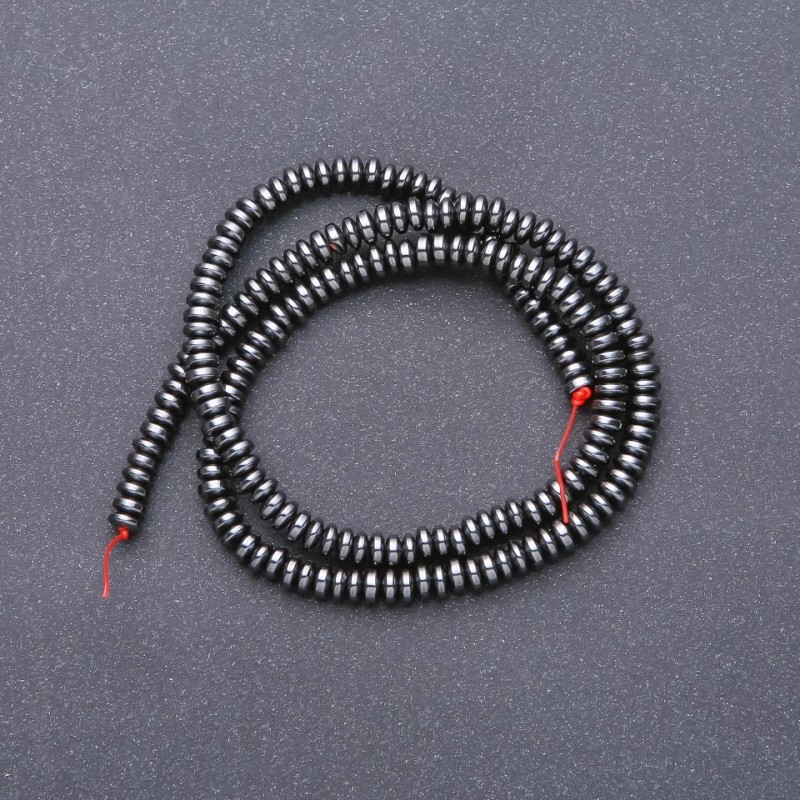 Hematite Beads, smooth rondelle, diameter 4x2 (+/-)mm, length 40cm+