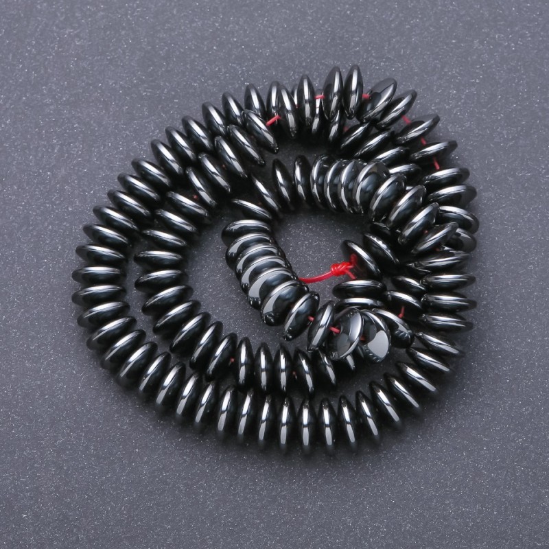 Hematite Flat Rondelle Beads on a Strand, diameter 10x3.5mm, length 40cm