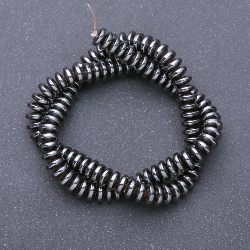 Hematite Smooth Rondelle Beads on a Strand, diameter 8x3mm, length 40cm