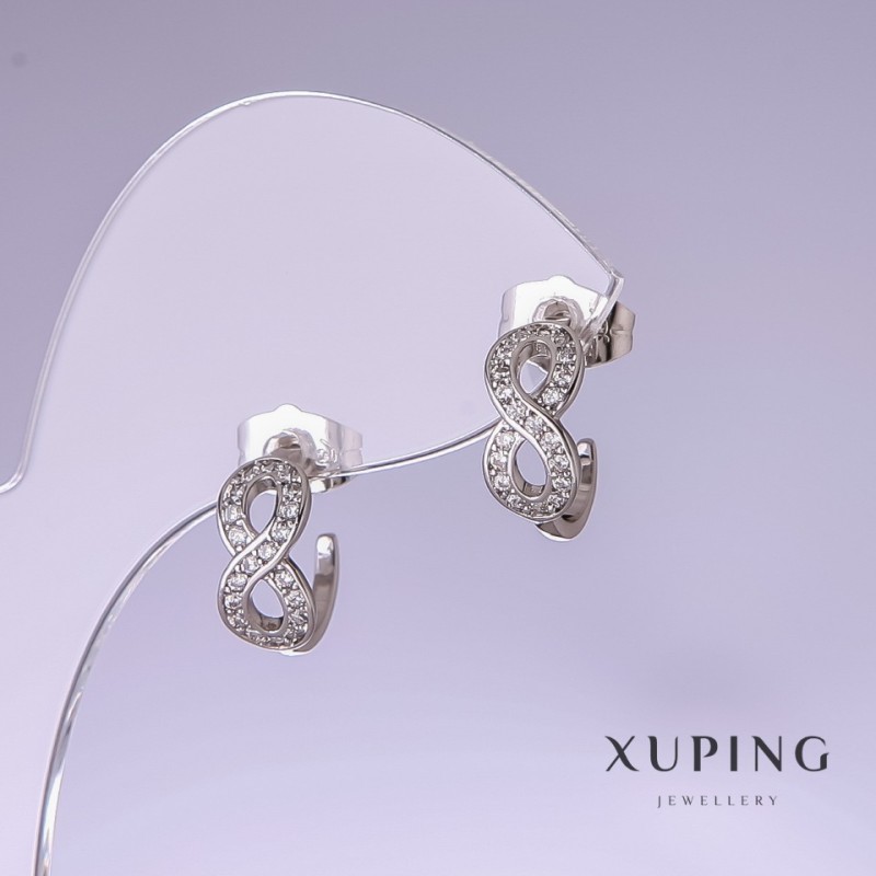 Xuping Infinity Earrings 13x5mm Rhodium