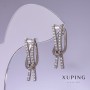 Xuping Earrings with White Rhinestones 25x7mm Rhodium
