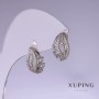 Xuping Earrings with White Rhinestones 14x10mm Rhodium