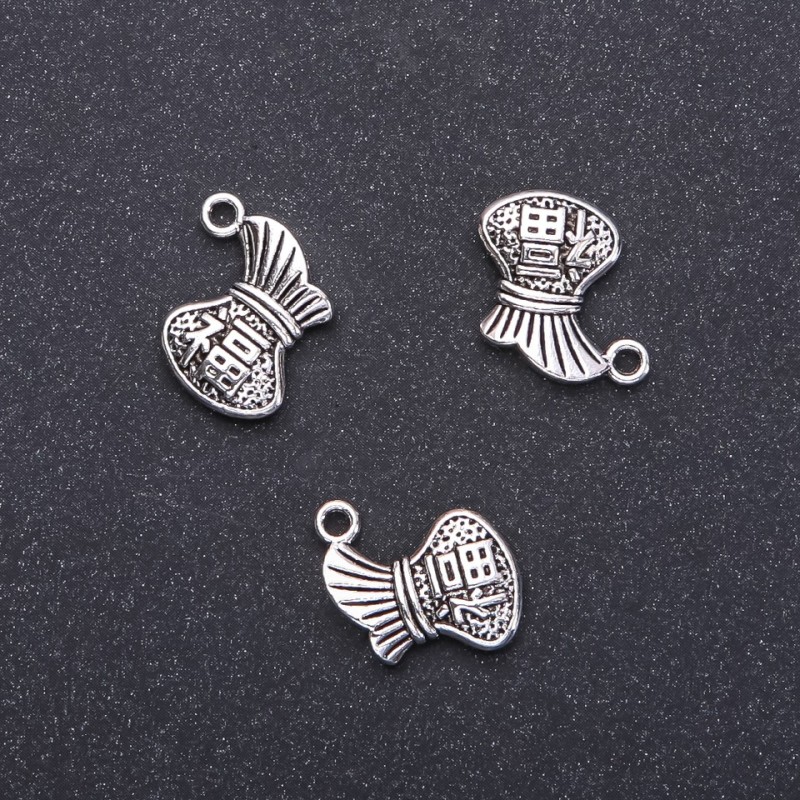 Money Bag Pendant Finding, diameter 14mm, length 15mm, pack 20.8g, 11 pcs (+/-)