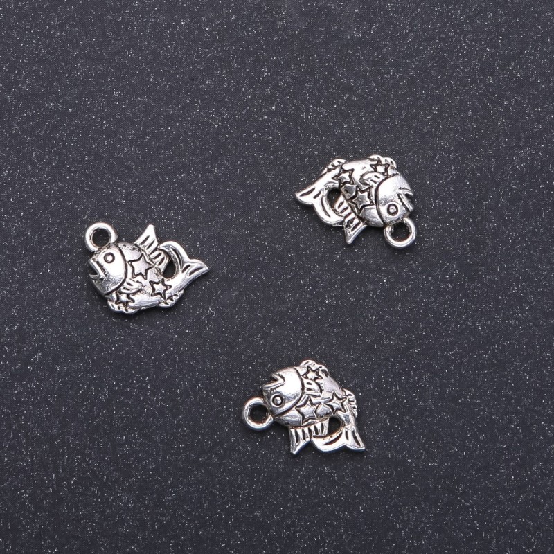 Fish Pendant Finding, diameter 15mm, length 11mm, hole diameter 1.9mm, pack 20g, 19 pcs (+/-)