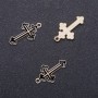Cross Pendant Finding Black Enamel "Gold", diameter 14mm ID-, diameter 1.7mm, pack of 10 pcs. (+/-)