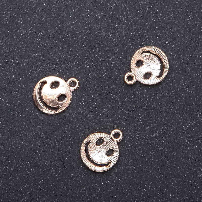 Smiley Pendant Finding "Gold", diameter 13mm, length 16mm ID-, diameter 1.8mm, pack 20g. 24 pcs. (+/-)