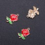 Rose Pendant Finding "Gold" Enamel, diameter 17mm L5mm ID-, diameter 1.95mm, pack of 6 pcs. (+/-)