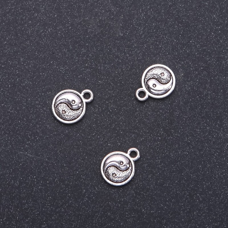 Yin Yang Pendant Charm Finding, diameter 10mm, length 13mm, hole diameter 1.9mm, pack of 20g / 30 pcs (+/-)