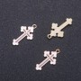 Cross Pendant Charm, White Enamel "Gold", diameter 14mm, length 26mm, hole diameter 1.7mm, pack of 10 pcs (+/-)