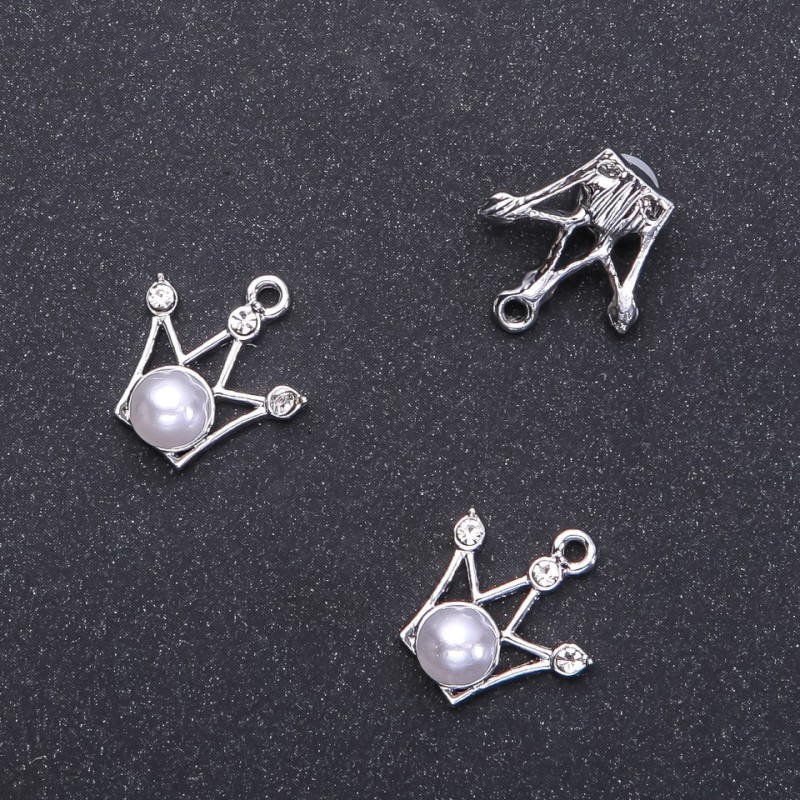 Crown Pendant Finding with Bead, diameter 17mm, length 18m in-, diameter 1.8mm, pack of 5 pcs. (+/-)
