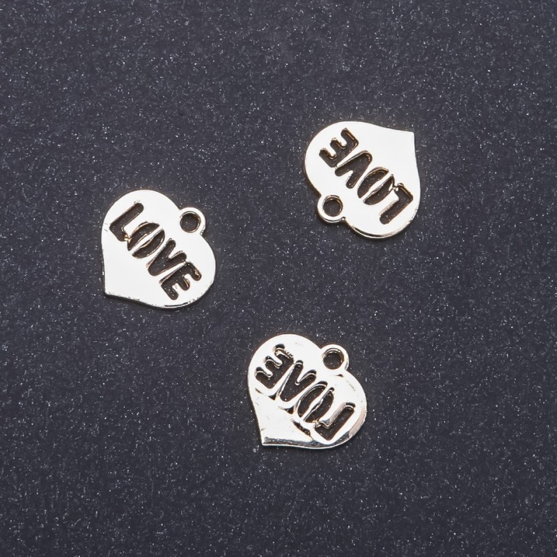 Heart Pendant Finding "Light Gold", diameter 16mm, length 15m in-dmm, pack of 12 pcs. (+/-)