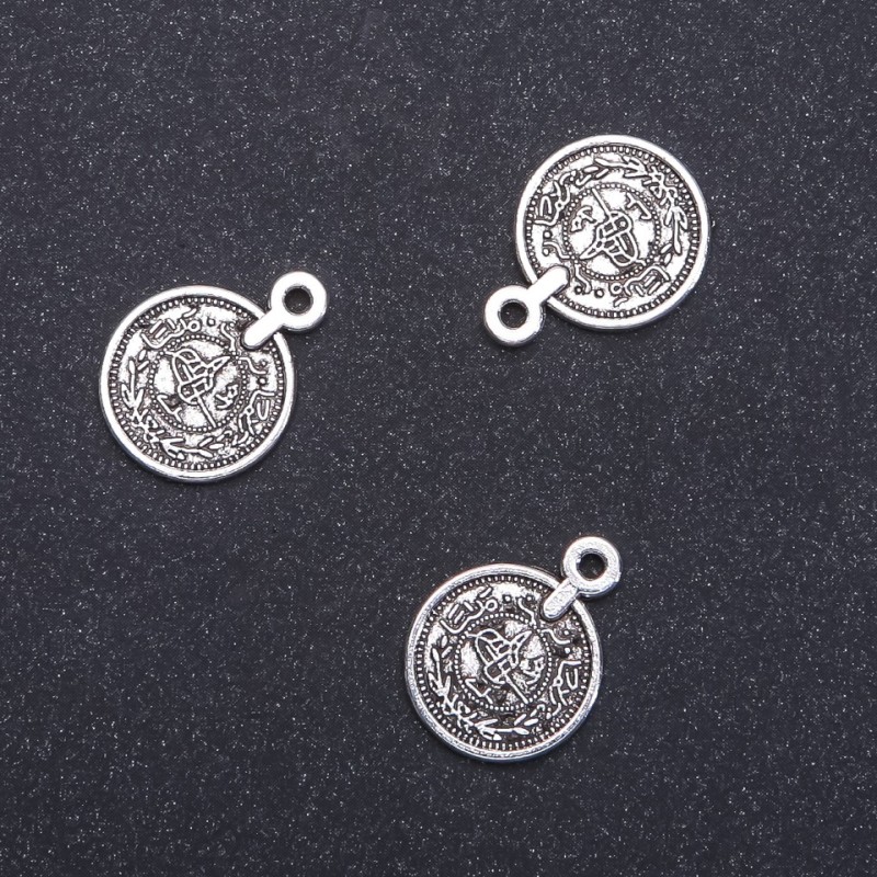 Jewelry Finding Pendant Coin Arabic Calligraphy, diameter 15mm L0m in-, diameter 1.75mm packaging 20g. 19pcs. (+/-)