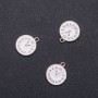 Clock Pendant Charm, White Enamel "Gold", diameter 15mm, length 17mm, hole diameter 1.75mm, pack of 8 pcs (+/-)