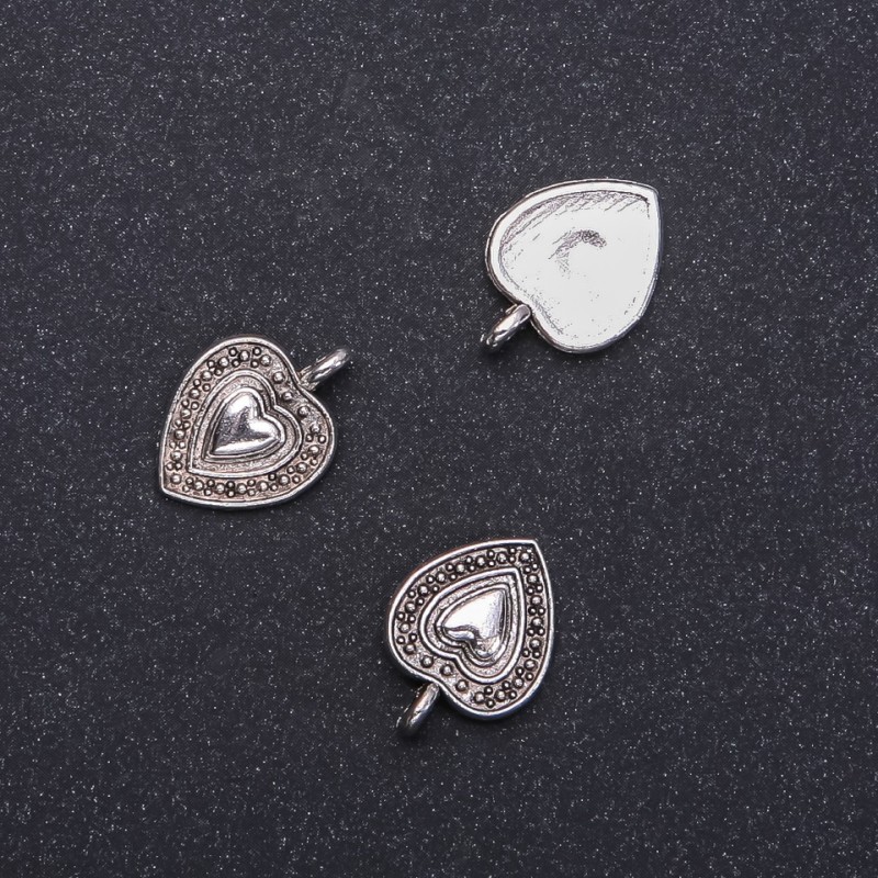 Heart Pendant Charm Finding, diameter 13mm, length 18mm, pack of 15 pcs (+/-)