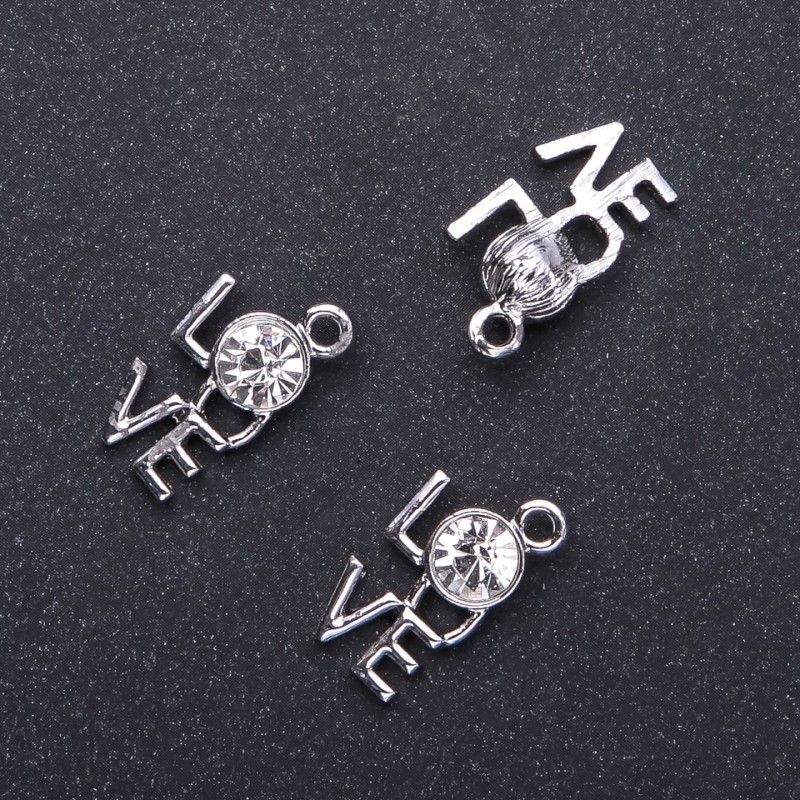 Pendant Finding LOVE, Diameter 12mm L2mm in-d, 3mm, Pack 8pcs. (+/-)
