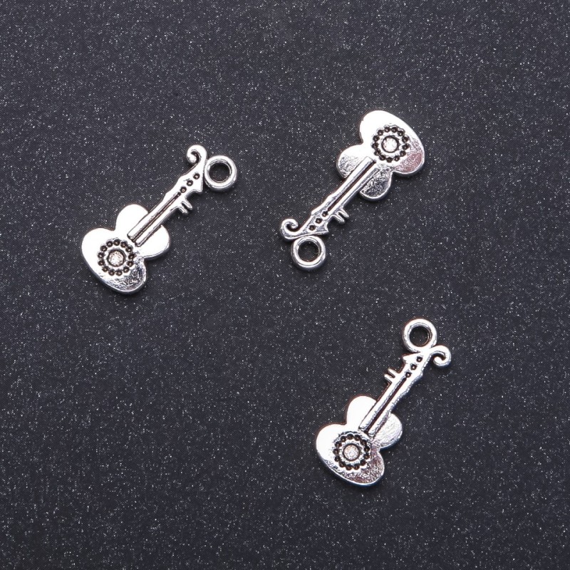 Guitar Pendant Finding, diameter 9mm, length 1mm, pack 20g, 16 pcs (+/-)