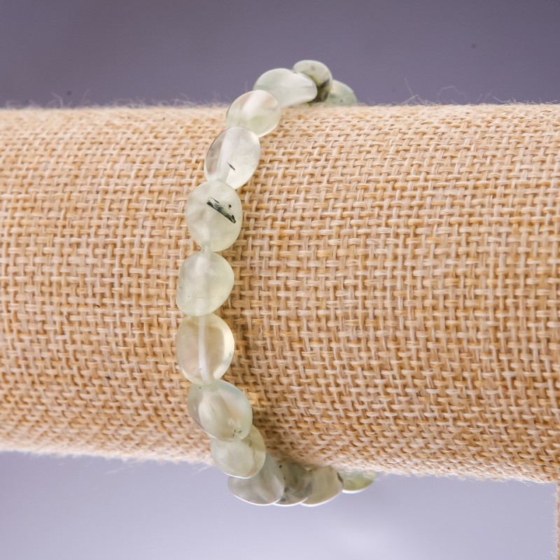 Prehnite Tumbled Bracelet on Elastic, diameter 8x6mm+/-, length 18cm