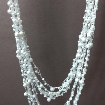 (140cm) White Cobweb Necklace with Round Dangles