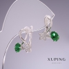 Xuping Earrings with Green Zircons Stars 17x14mm Rhodium Plated