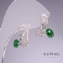 Xuping Earrings with Green Zircons Stars 17x14mm Rhodium Plated