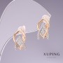 Xuping Earrings with White Rhinestones 14x9mm Rhodium and 18K Gold Plated