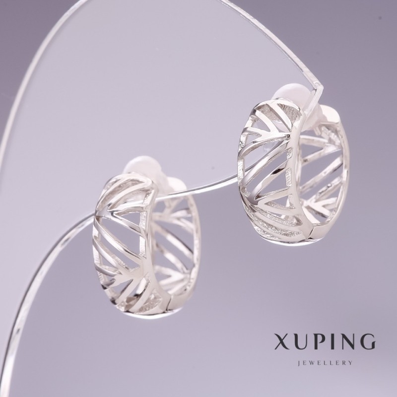 Xuping Earrings 16x7mm Rhodium Plated