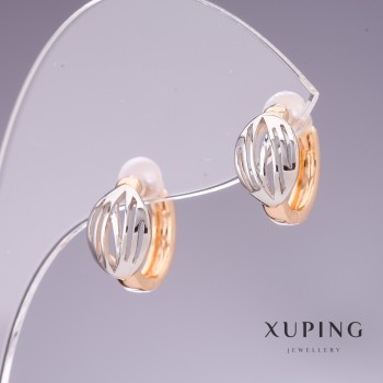 Xuping Earrings 12x7mm Rhodium and 18K Gold Plated