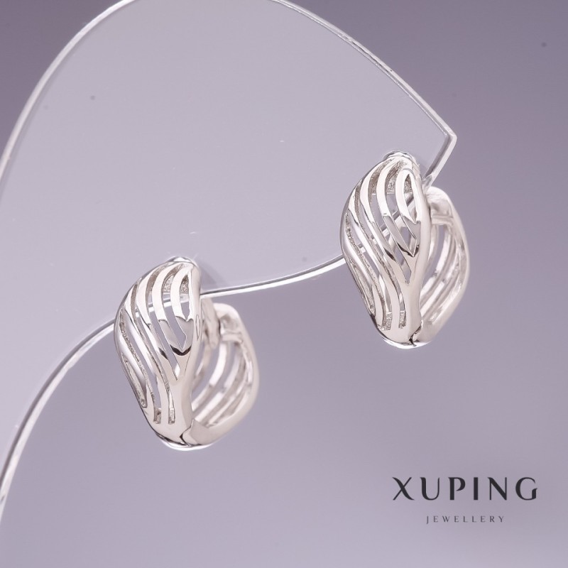 Xuping Earrings 13x7mm Rhodium Plated