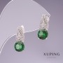 Xuping Earrings with Green Zircons 17x7mm Rhodium Plated