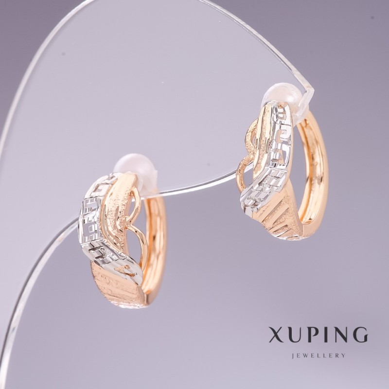 Xuping Earrings 15x7mm Rhodium and 18K Gold Plated
