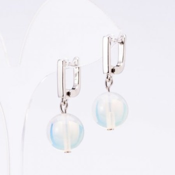 Earrings "Elegant" Moonstone, diameter 14mm, length 3cm