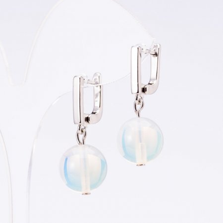 Earrings "Elegant" Moonstone, diameter 14mm, length 3cm