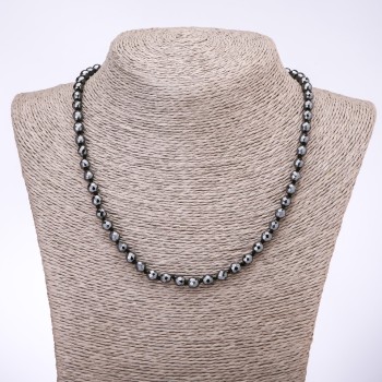 Hematite Necklace Faceted Ball, 6mm Diameter, 45mm Length
