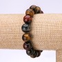 Bracelet Bull's Eye, Hawk's Eye, Tiger's Eye, 12mm Diameter, 18cm Circumference on Elastic