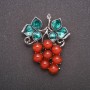 Brooch with natural carnelian "Grapes Cluster" metal color gray 50x40mm