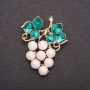 Brooch with Majorca Pearls "Grape Cluster", Yellow Metal 50x40mm