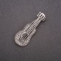 Guitar Rhinestone Brooch, Gray Metal 50x19mm