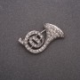 Trumpet Rhinestone Brooch, Gray Metal 30x20mm