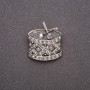 Drum Brooch with Rhinestones, Gray Metal, 24x26mm