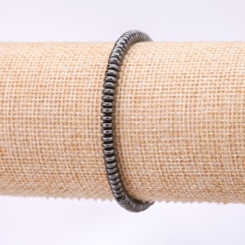 Hematite Bracelet, Flat Rondelle Beads, Diameter 4x2mm, Length 18cm, Elastic