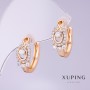 Xuping Earrings with White Zircons, 7mm Diameter, 18mm Length, 18K Gold Plated