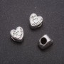 Jewelry Finding Heart Bead Insert, diameter 10x10mm, inner diameter 4.4mm pack 20g +/- 9pcs