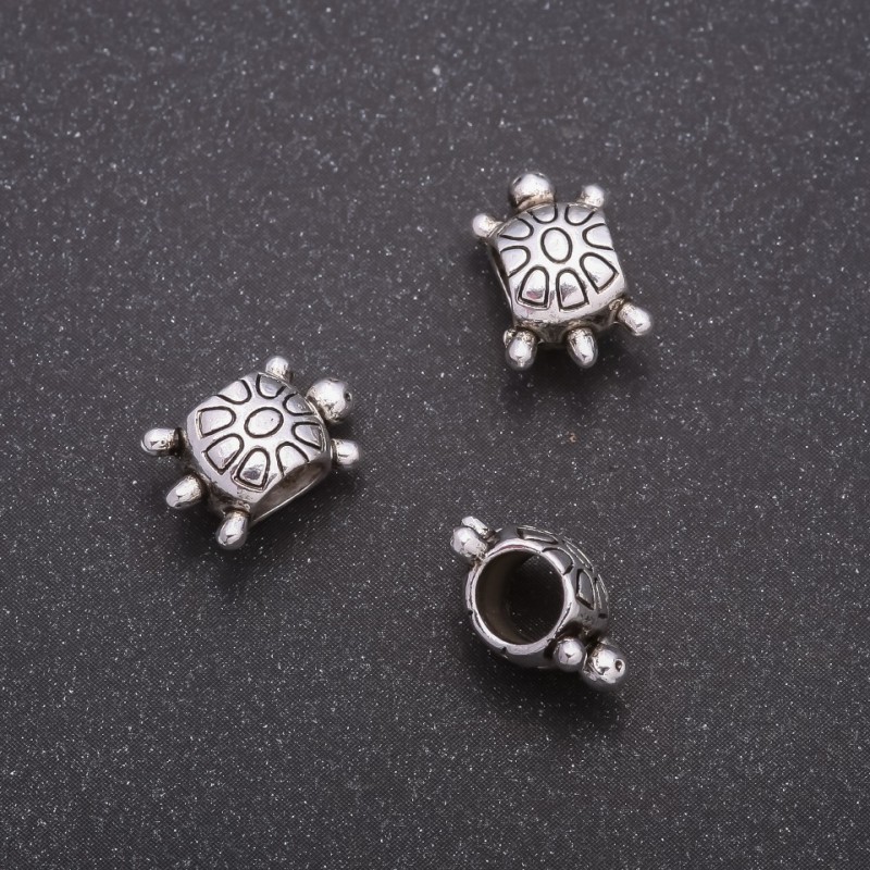 Turtle Spacer Bead Findings, 12x8mm, hole diameter 5mm, pack 20g +/- 21 pcs