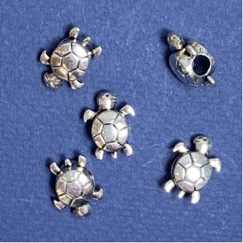 Finding: Turtle Bead, diameter 16x13mm, inner diameter 4.7mm, pack 20g 7pcs